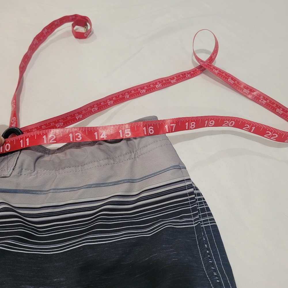 Board Shorts Size XL Swim Suit Swimwear Trunks Tropical Flowers Striped Coastal - Picture 10 of 12